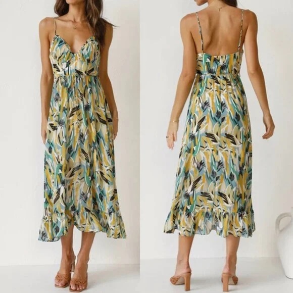 Indikah | Corset Maxi Ruffle Slip Dress - Size L - Picture 1 of 6